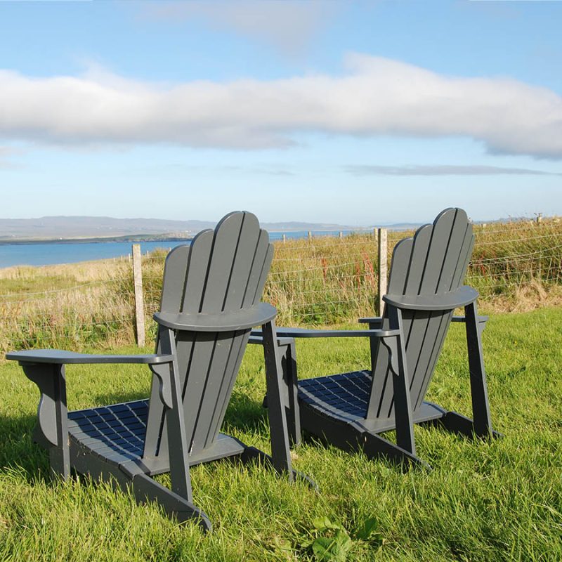 Seating in the garden at An Innis holiday accommodation on Islay